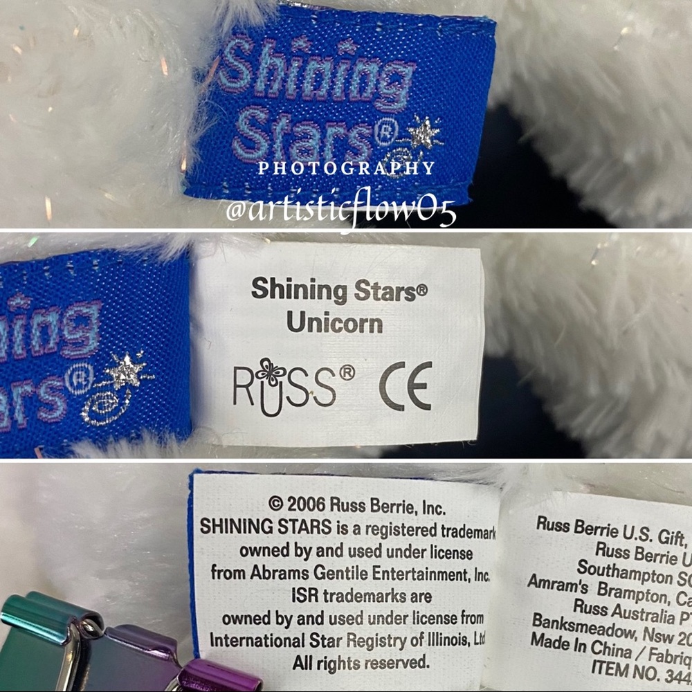 NEW! RARE! SEALED! 2006 Russ Shining Stars White And Pink Plush Unicorn - Picture 7 of 10
